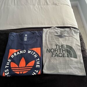 adidas Navy and Orange and grey North Face Short Sleeve Tee